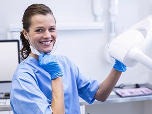 Dental hygienist smiles
