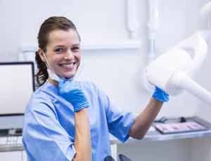 Dental hygienist smiles